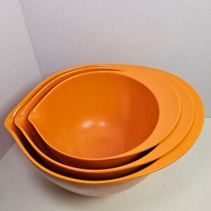 Williams Sonoma MCM Design Orange Melamine Nesting Mixing Bowl Set 2QT 3QT 4QT
